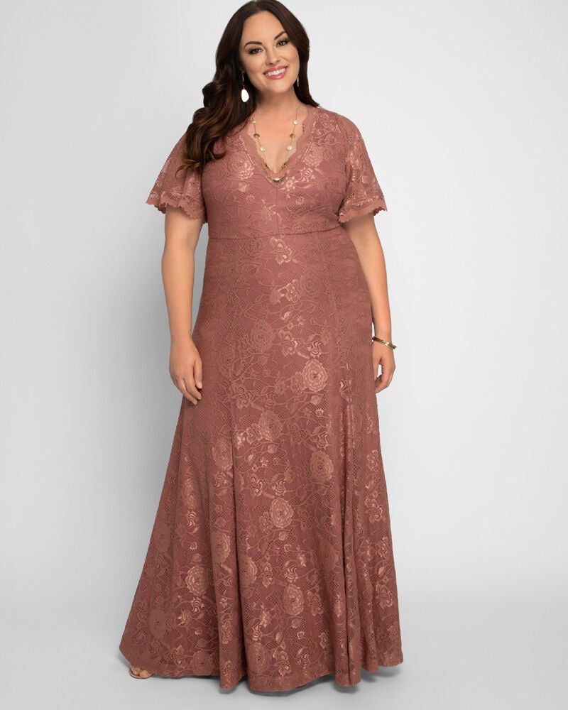 Woman within special occasion dresses shop