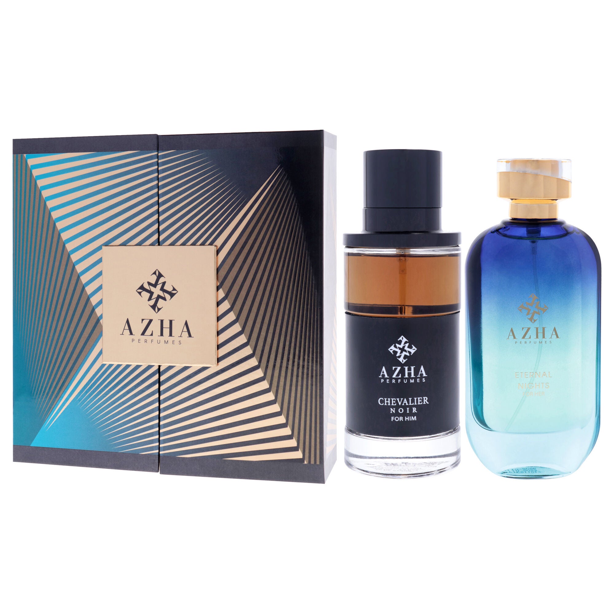 Azha Perfume by Azha for Unisex - 2 Pc Gift Set 3.3oz Chevalier Noir EDP Spray, 3.3oz Eternal Night EDP Spray, Clear, alternate image number 3