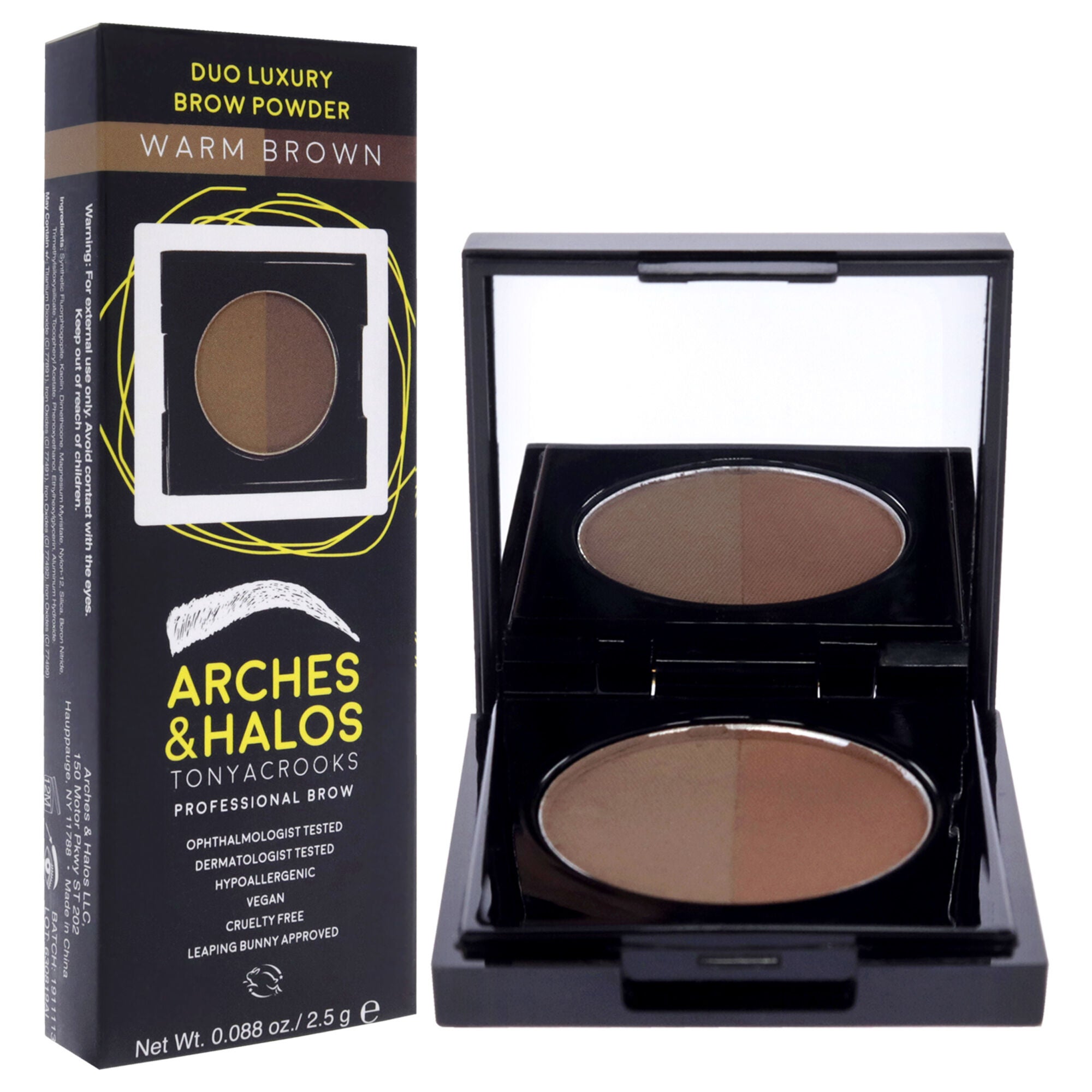 Duo Luxury Brow Powder - Warm Brown by Arches and Halos for Women - 0.088 oz Eyebrow, See Description, alternate image number 1