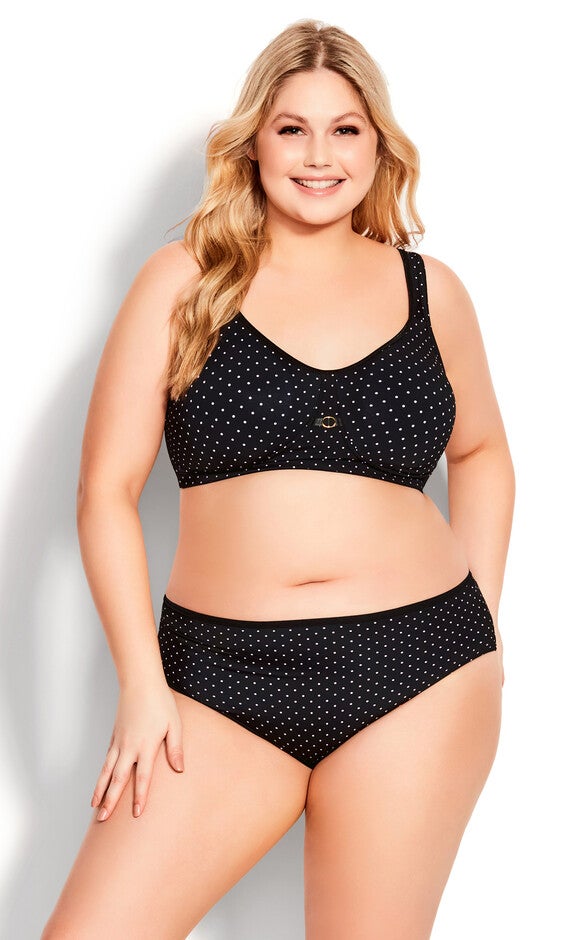 Microfiber Print Hi Cut Brief - black pink spot, Black, hi-res image number null