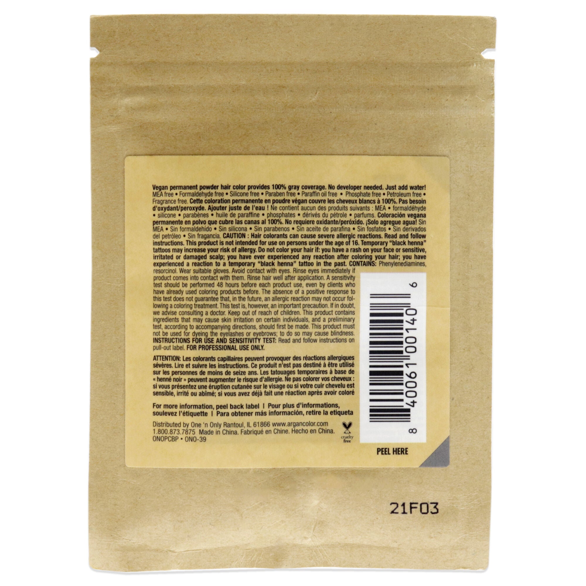 Powder Hair Color - Black by One n Only for Unisex - 0.35 oz Hair Color, See Description, alternate image number 2