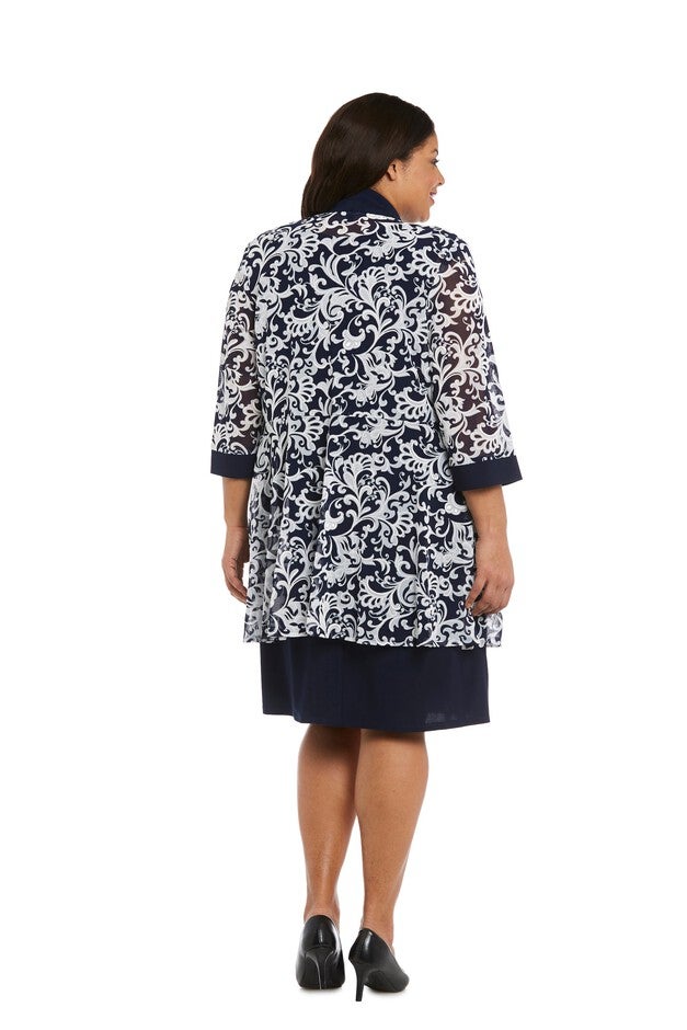 Two-Piece Puff Print Jacket Dress - Plus, , alternate image number null