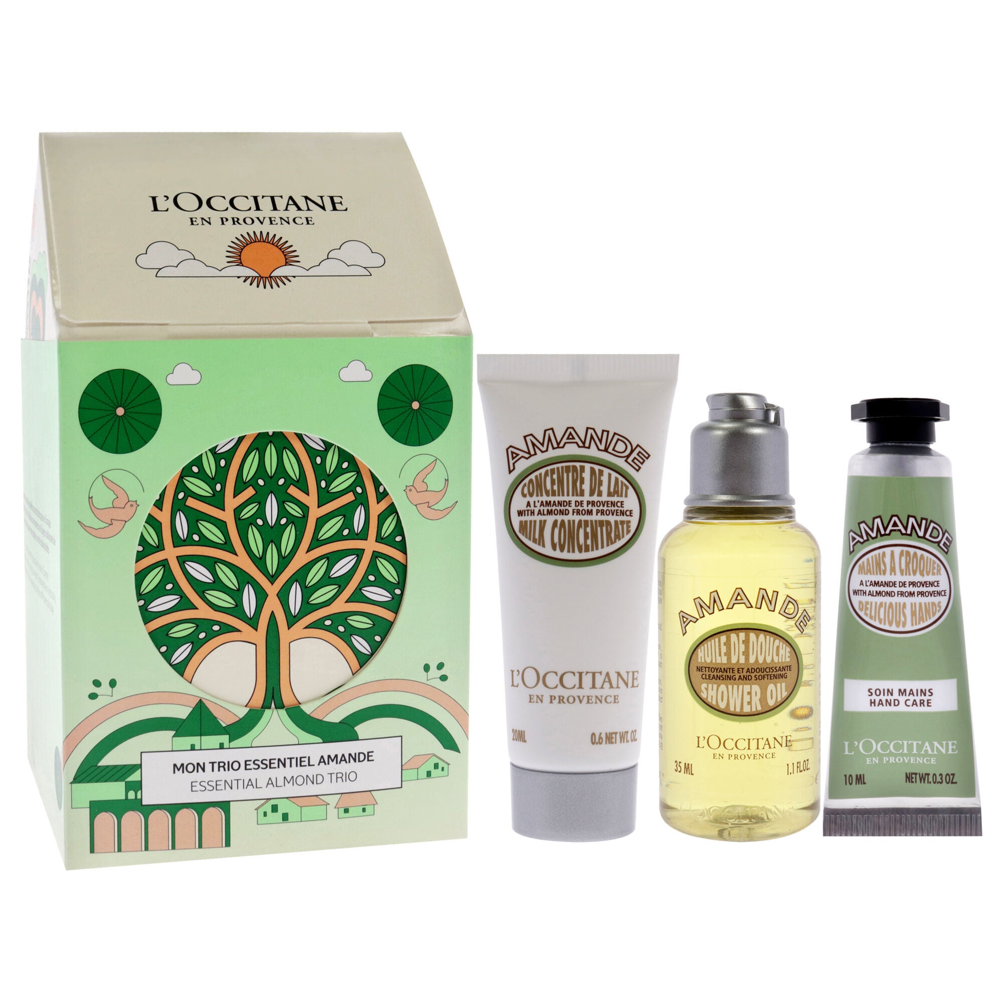 Essential Trio - Almond by LOccitane for Women - 3 Pc 1.1oz Shower Oil - Almond, 0.6oz Concentrate - Almond Milk, 0.3oz Delicios Hands - Almond, See Description, alternate image number 2