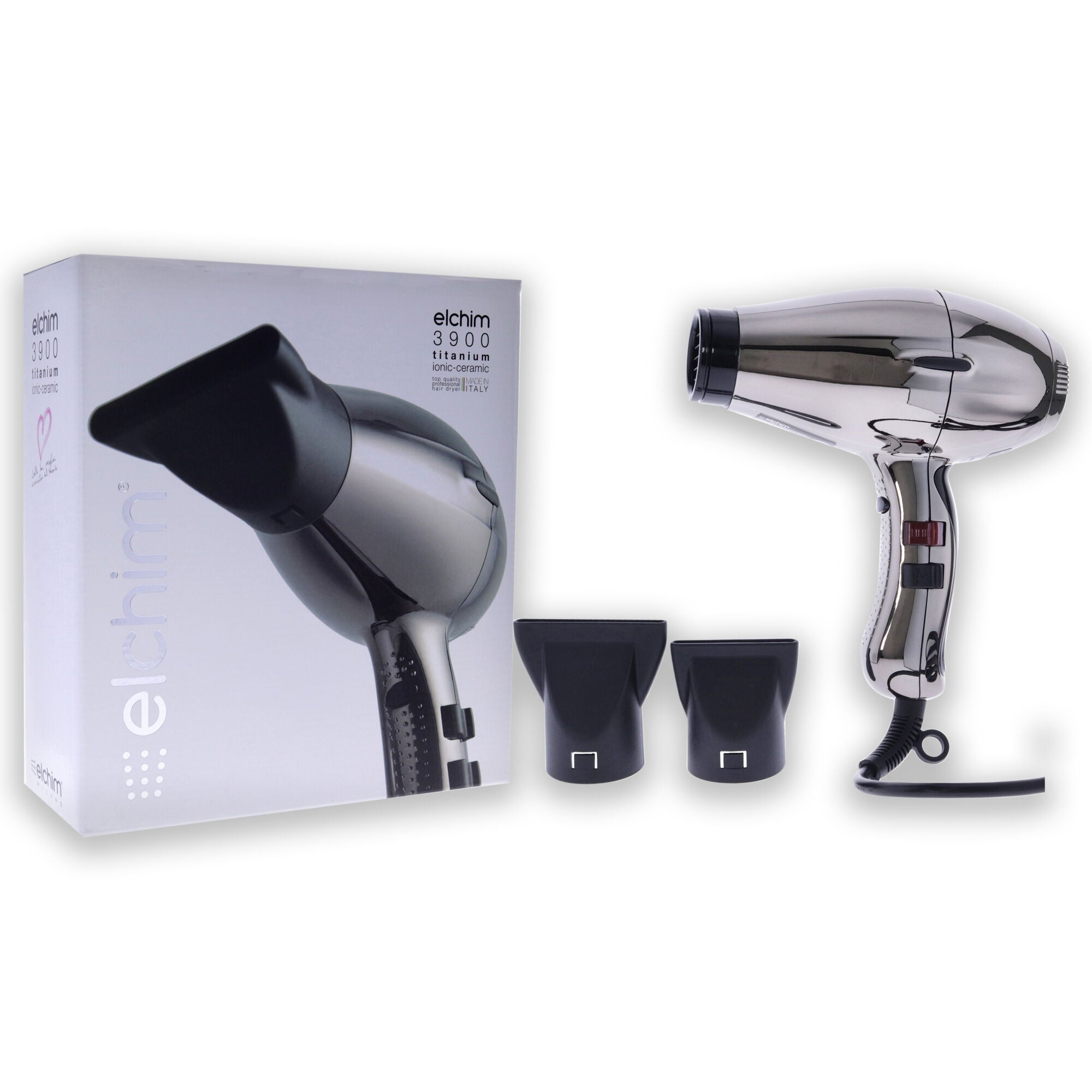 3900 Titanium Ionic-Ceramic Hair Dryer - Black-Silver by Elchim for Unisex - 1 Pc Hair Dryer, See Description, alternate image number 2