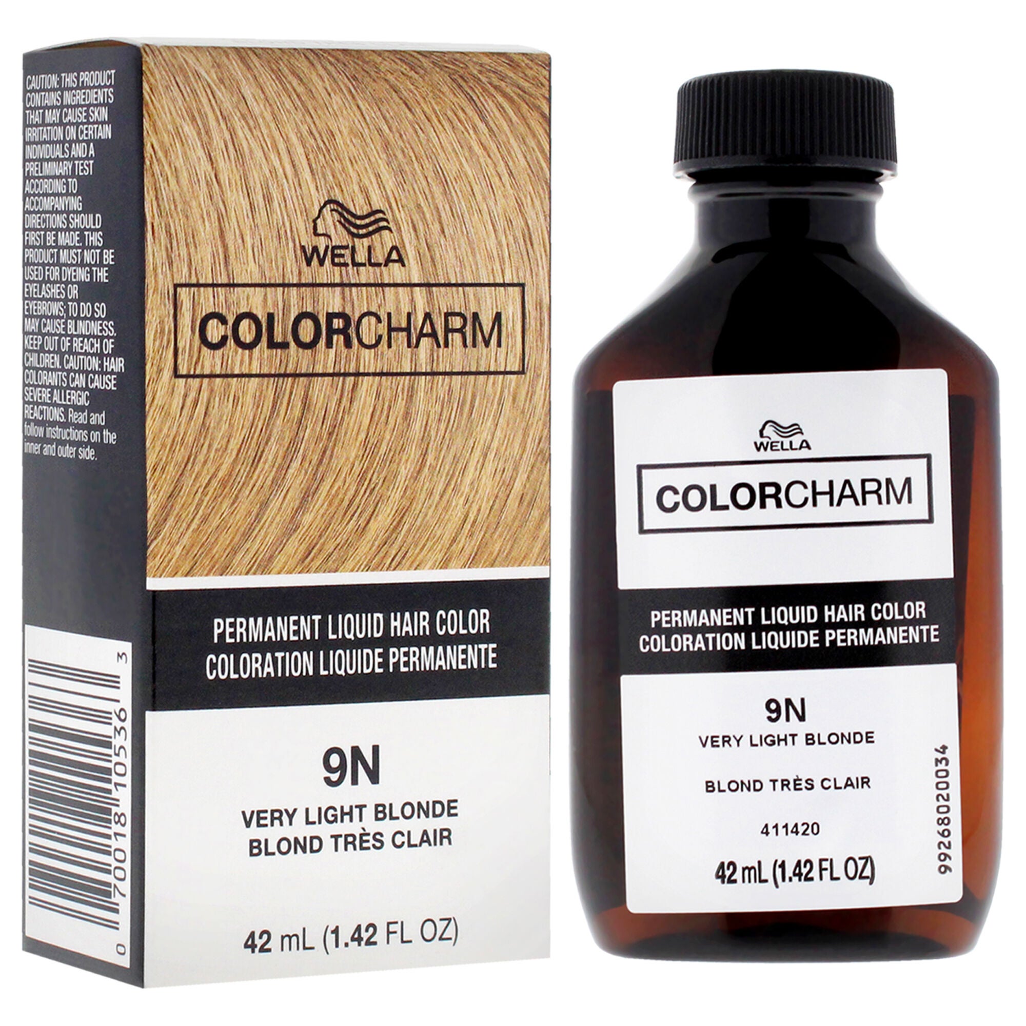 Color Charm Permanent Liquid Hair Color - 9N Very Light Blonde by Wella for Unisex - 1.42 oz Hair Color, See Description, alternate image number 2
