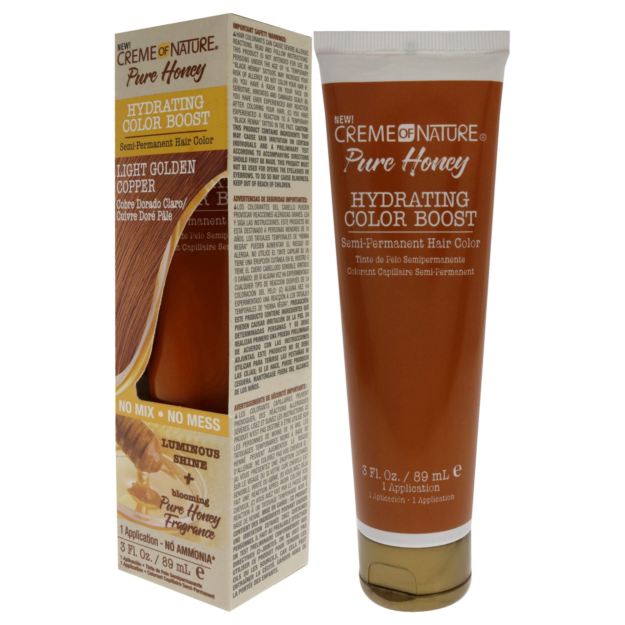 Pure Honey Hydrating Color Boost Semi-Permanent Hair Color - Light Golden Copper by Creme of Nature for Unisex - 3 oz Hair Color, See Description, alternate image number 3