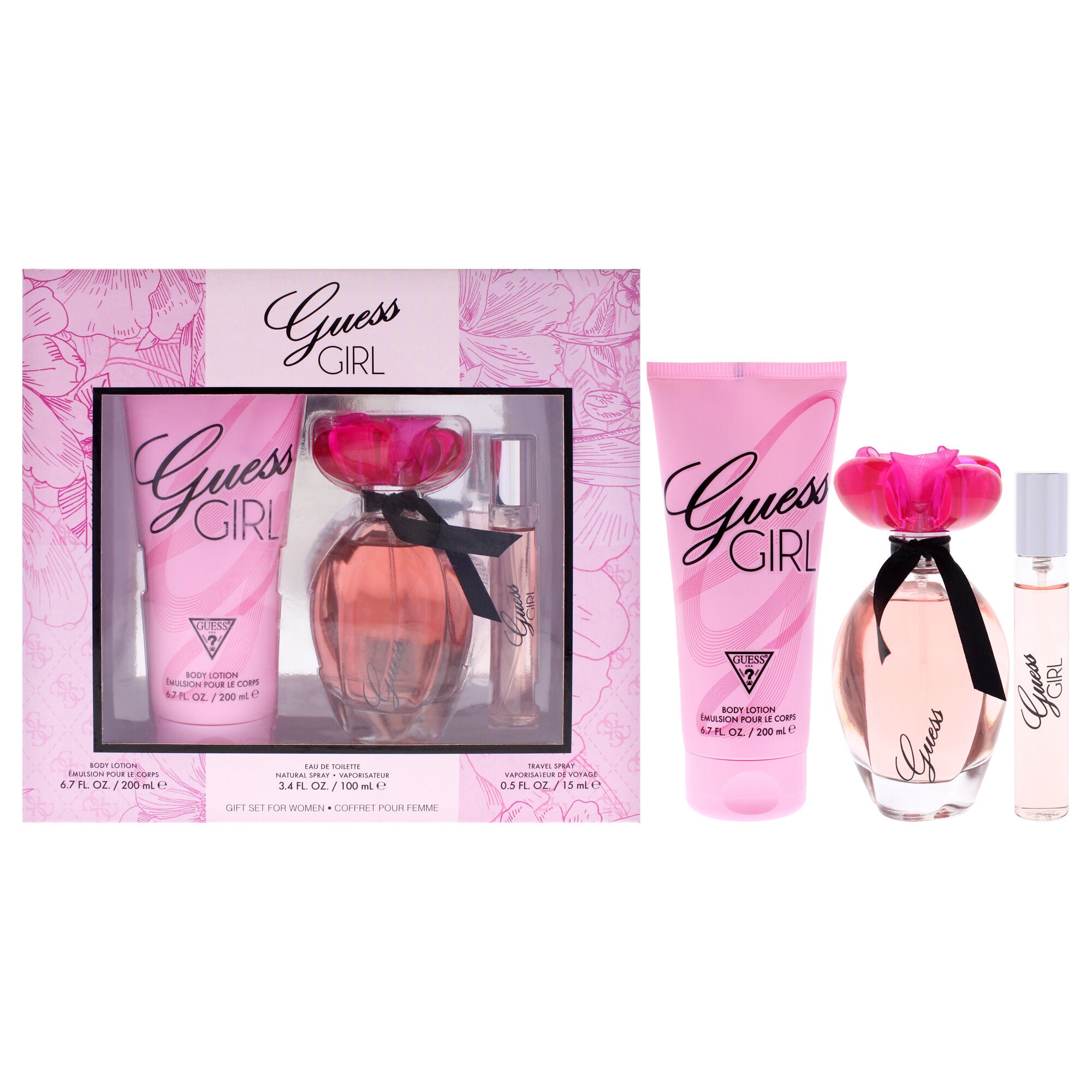 Guess Girl by Guess for Women - 3 Pc Gift Set 3.4oz EDT Spray, 0.5oz EDT Spray, 6.7oz Body Lotion, See Description, hi-res image number 0