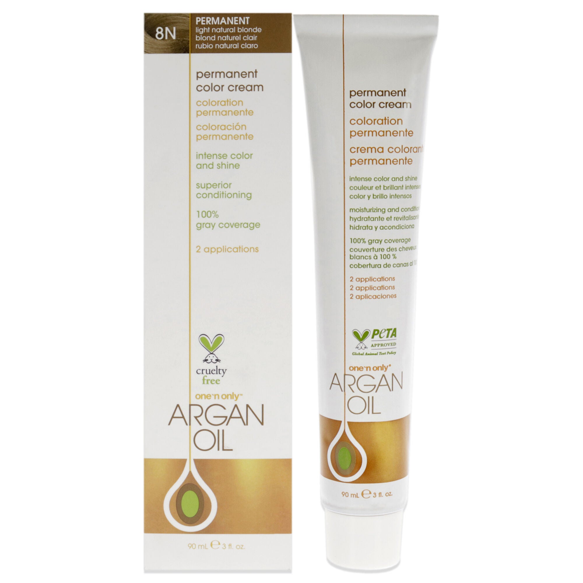 Argan Oil Permanent Color Cream - 8N Light Natural Blonde by One n Only for Unisex - 3 oz Hair Color, See Description, hi-res image number 0
