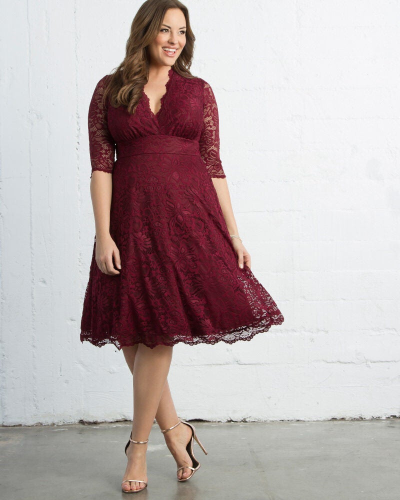 Mademoiselle Lace Cocktail Dress, Pinot Noir, alternate image number 1