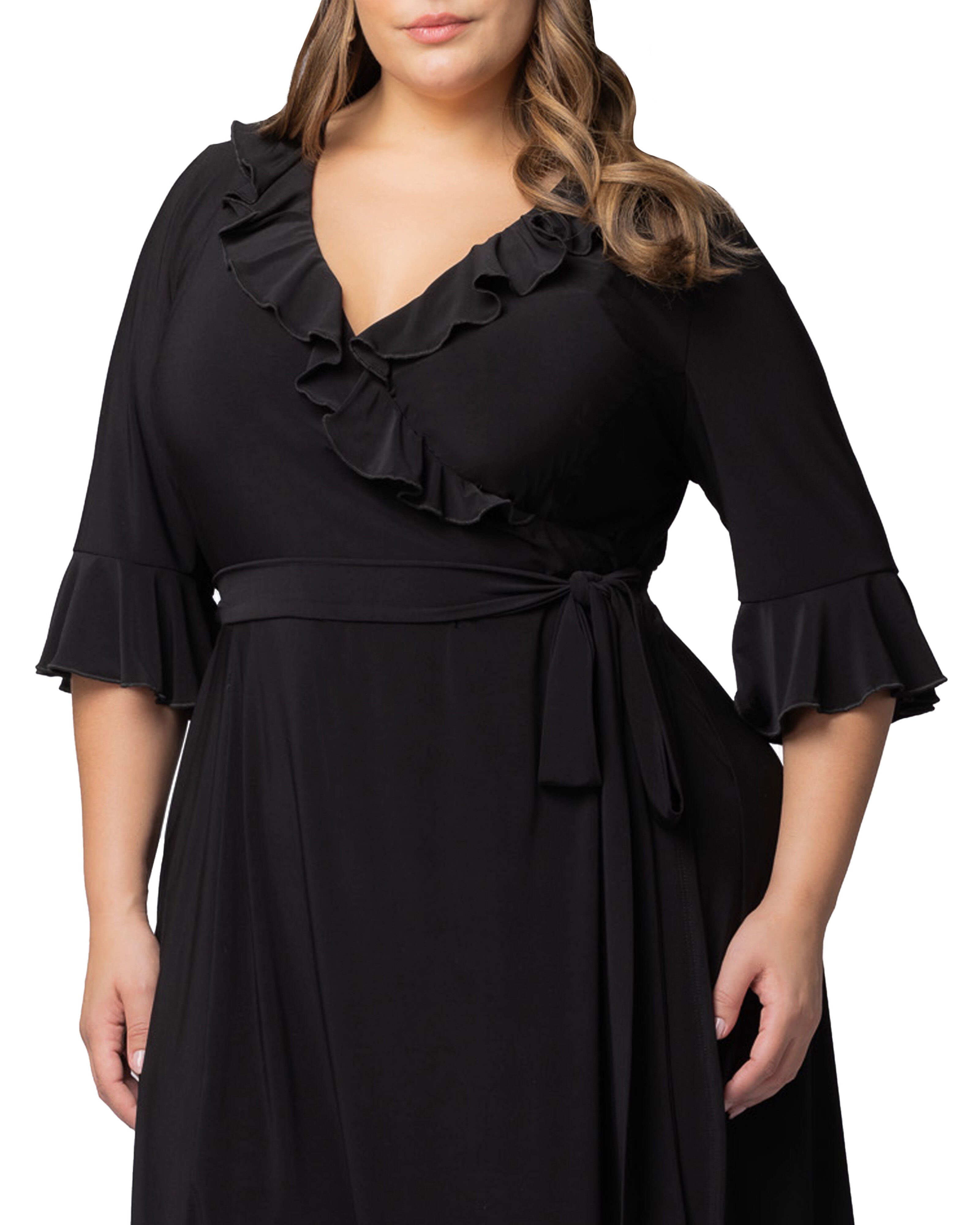 Barcelona Wrap Dress, BLACK NOIR / Black, alternate image number 2
