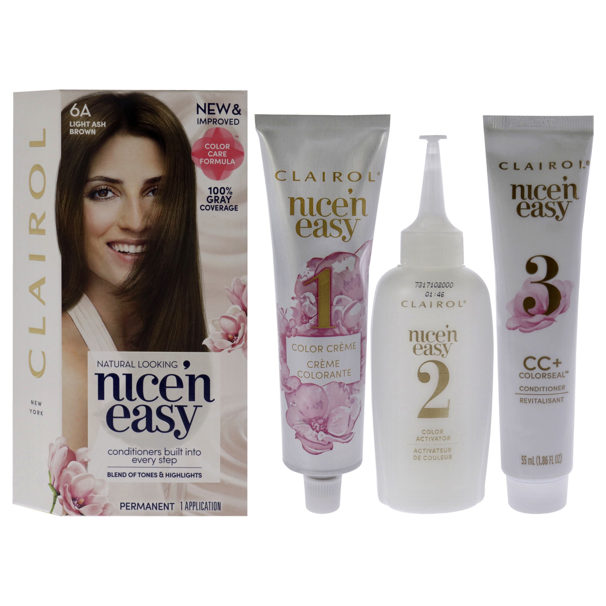 Nice n Easy Permanent Color - 6A 114 Light Ash Brown by Clairol for Women - 1 Application Hair Color, See Description, hi-res image number 0