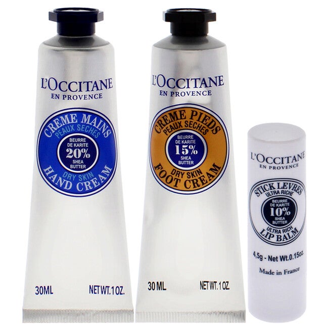 Shea Travel Must Haves Set by LOccitane for Unisex - 3 Pc 1oz Shea Dry Skin Hand Cream, 1oz Shea Dry Skin Foot Cream, 0.15oz Shea Butter Lip Balm, See Description, alternate image number 4