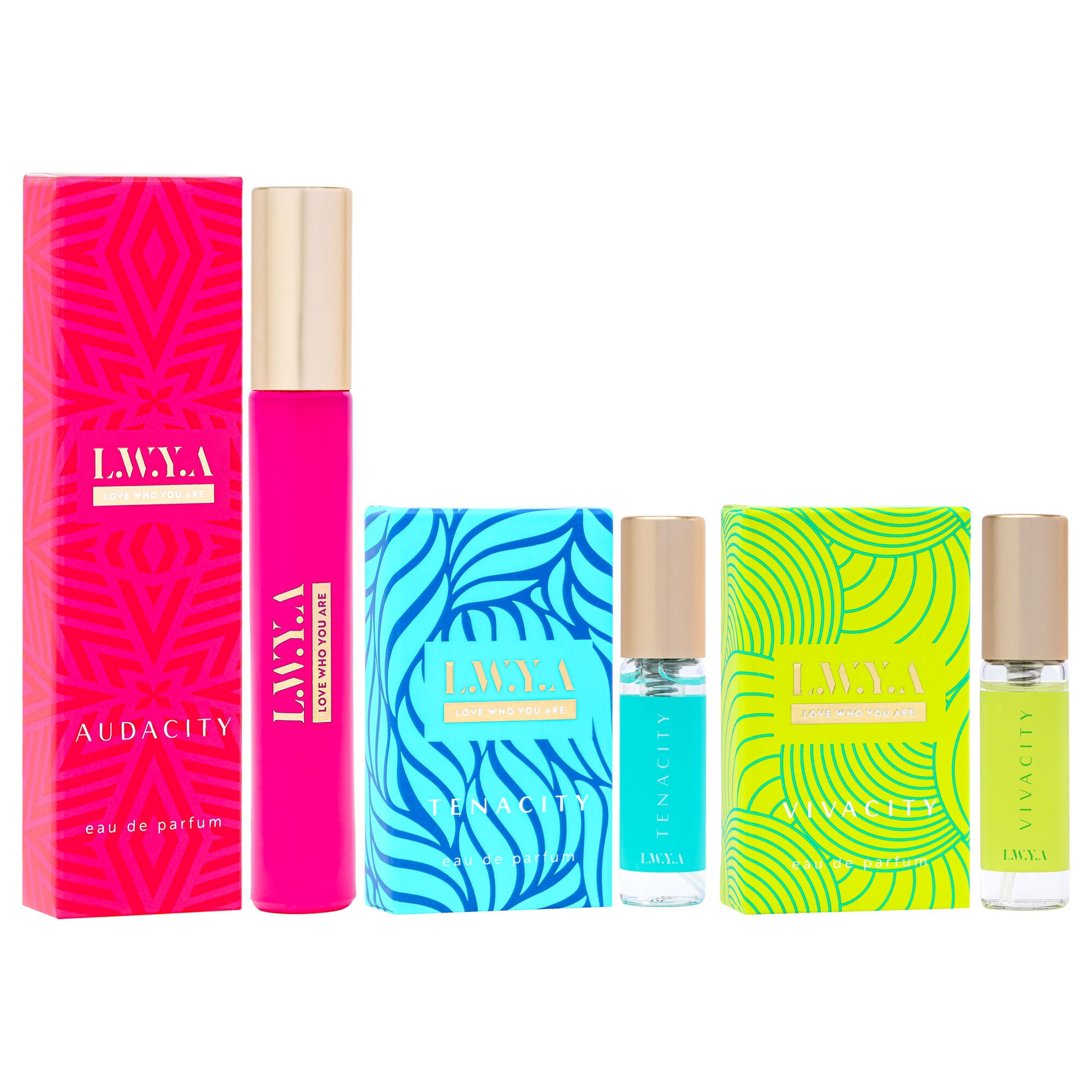 Audacity Discovery Set by LWYA for Women - 3 Pc Mini Gift Set 0.27oz Audacity EDP Spray, 0.1oz Tenacity EDP Spray, 0.1oz Vivacity EDP Spray, See Description, alternate image number 1