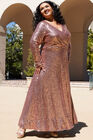 Uptown Sequin Long Evening Dress with Sleeves, , alternate image number null