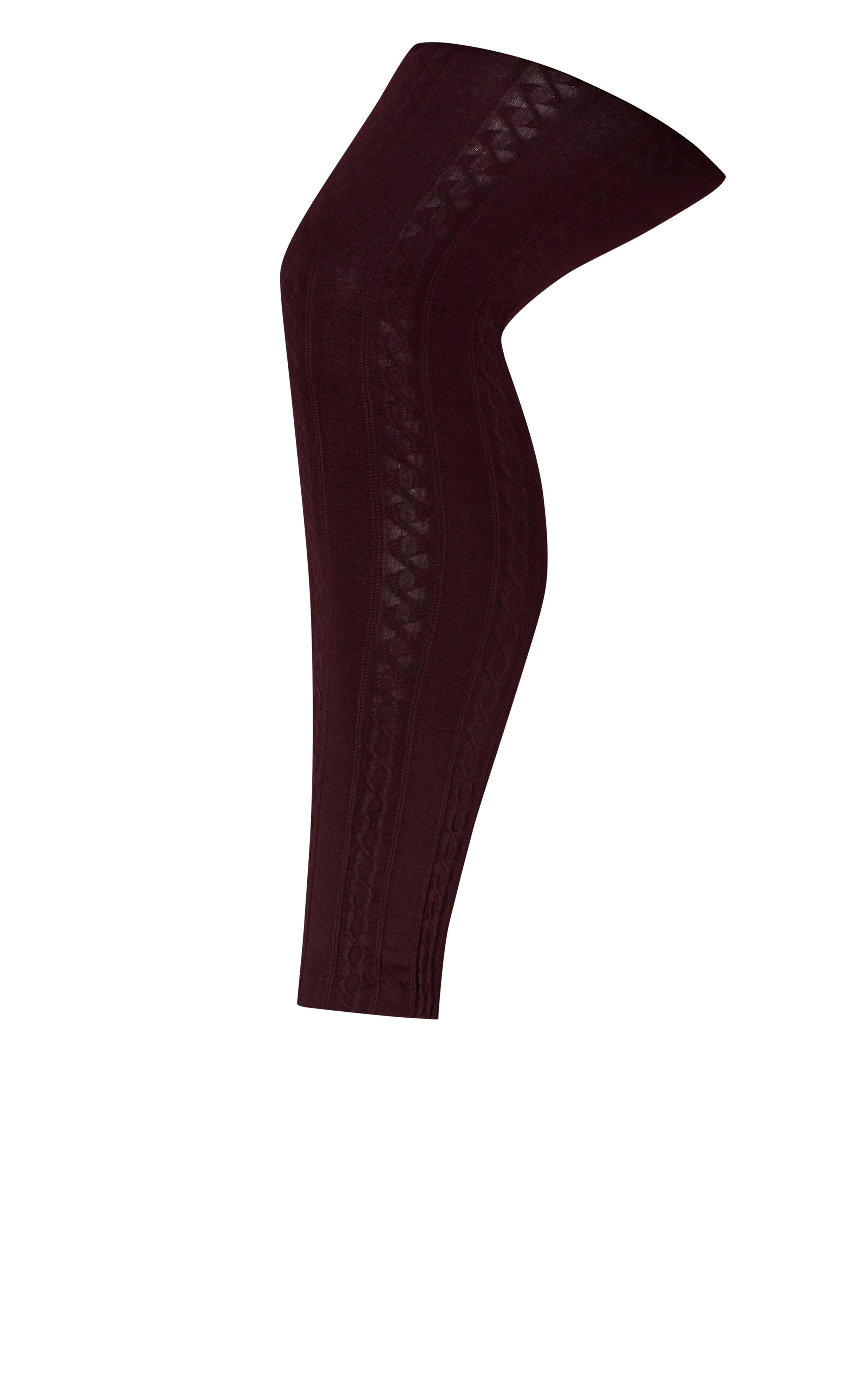 Plush Lined Cable Knit Footless Leggings - burgundy, , alternate image number 1