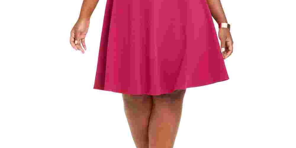 B Darlin Women's Trendy Plus Size Bow-Back Skater Dress Dark Purple Size 14, Purple / Purple, alternate image number 2