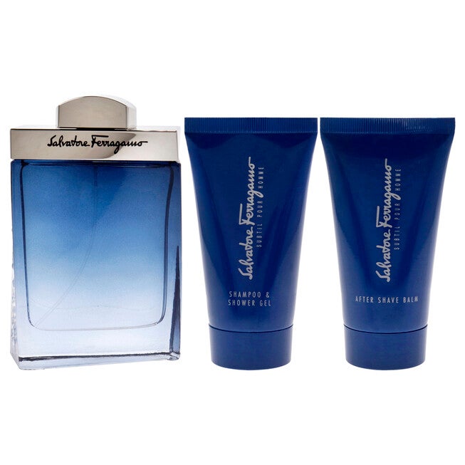 Subtil by Salvatore Ferragamo for Men - 3 Pc Gift Set 3.4oz EDT Spray, 2.5oz Shampoo and Shower Gel, 1.7oz After Shave Balm, NA, alternate image number null