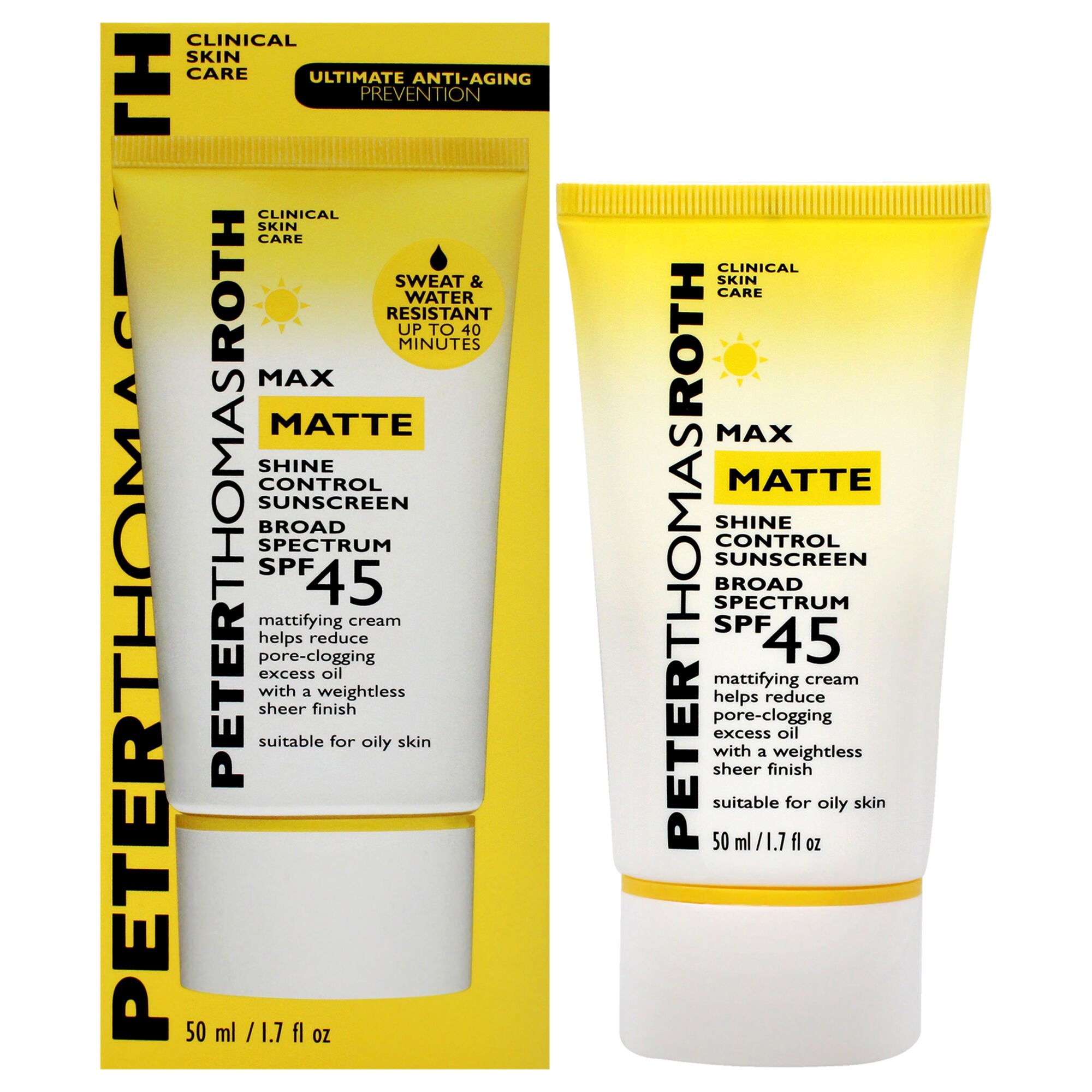 Max Matte Shine Control Sunscreen SPF 45 by Peter Thomas Roth for Unisex - 1.7 oz Sunscreen, See Description, hi-res image number 0