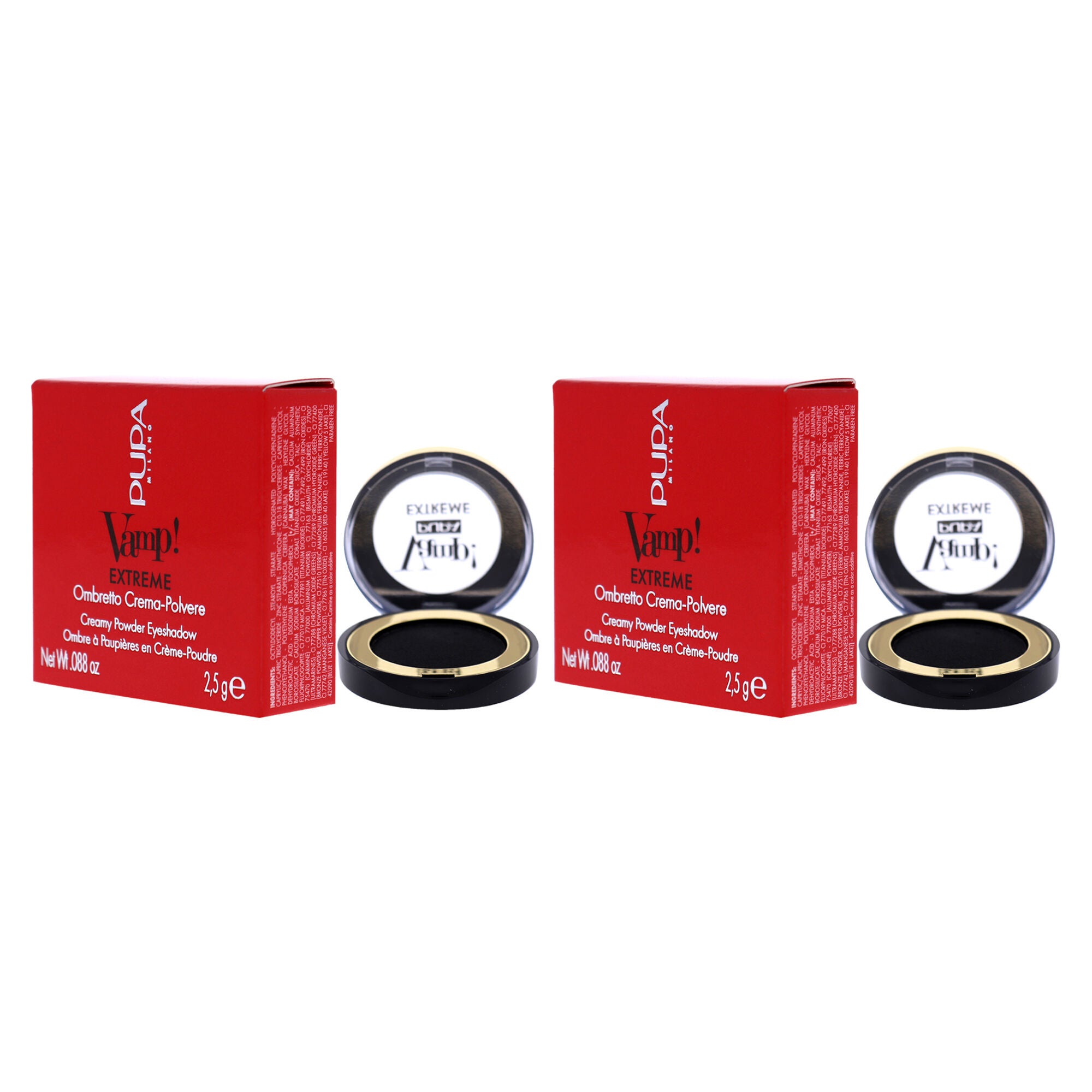 Vamp! Extreme Cream Powder Eyeshadow - 004 Extreme Black by Pupa Milano for Women - 0.088 oz Eye Shadow - Pack of 2, See Description, alternate image number 2