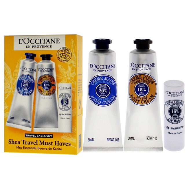 Shea Travel Must Haves Set by LOccitane for Unisex - 3 Pc 1oz Shea Dry Skin Hand Cream, 1oz Shea Dry Skin Foot Cream, 0.15oz Shea Butter Lip Balm, , alternate image number 8