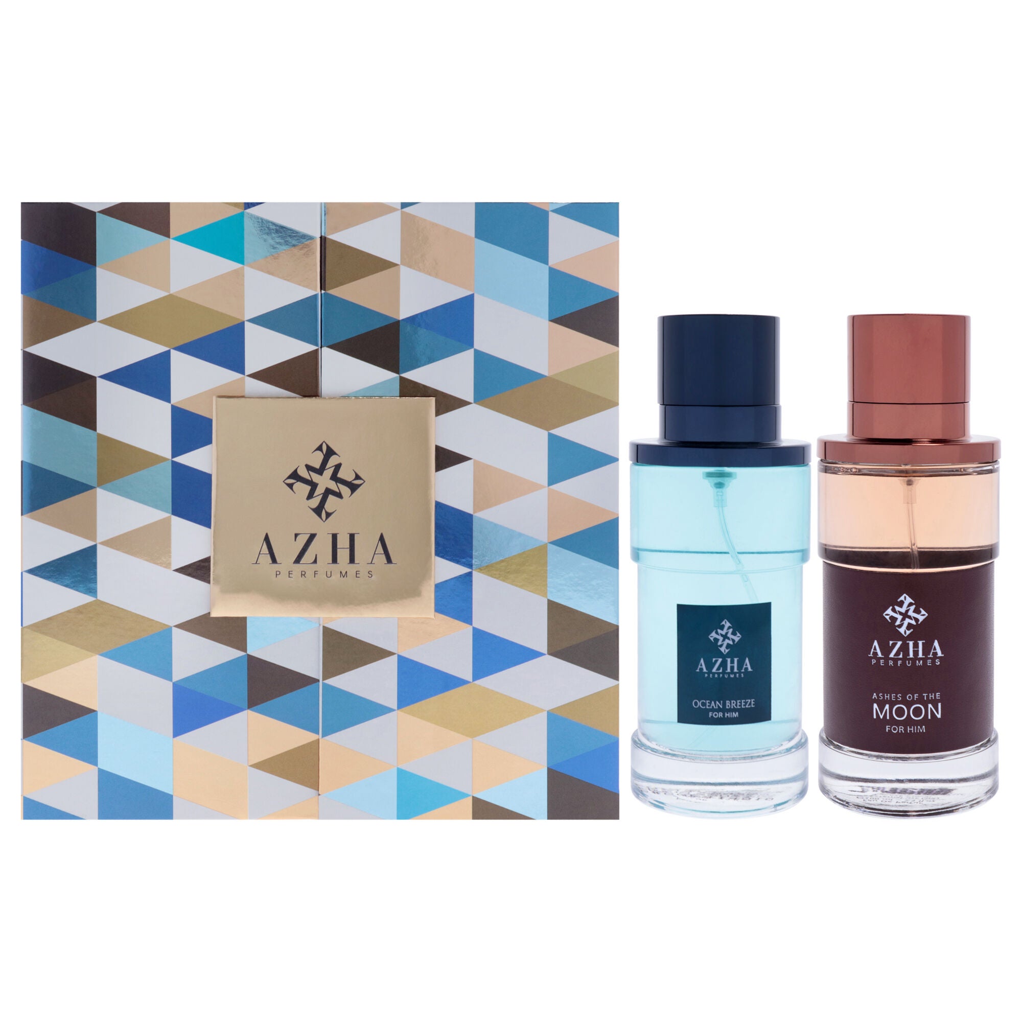 Azha Perfume by Azha for Men - 2 Pc Gift Set 3.3oz Ashes of Moon EDP Spray, 3.3oz Ocean Breeze EDP Spray, Clear, hi-res image number 0