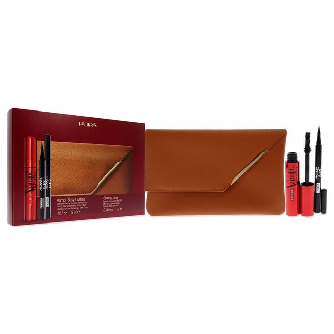Vamp! Sexy Lashes and Skinny Liner Set by Pupa Milano for Women - 3 Pc 0.40oz Vamp! Sexy Lashes Mascara - 011 Black, 0.034oz Skinny Liner, Handy Bag, , alternate image number null