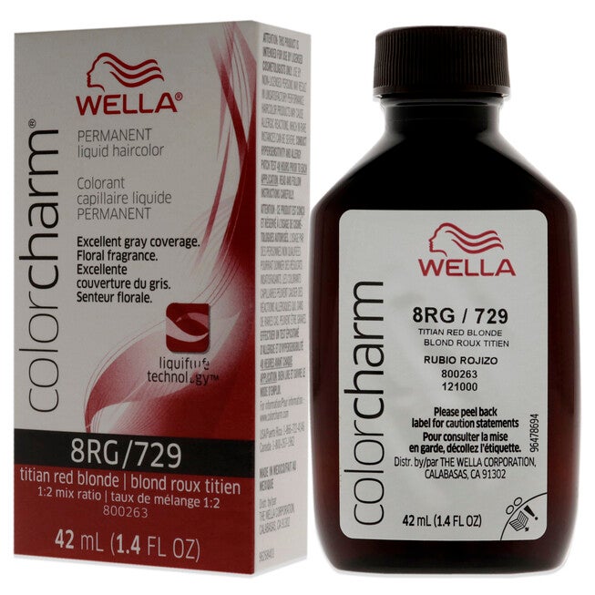 Color Charm Permanent Liquid Haircolor - 729 8RG Titian Red Blonde by Wella for Unisex - 1.4 oz Hair Color, NA, alternate image number null