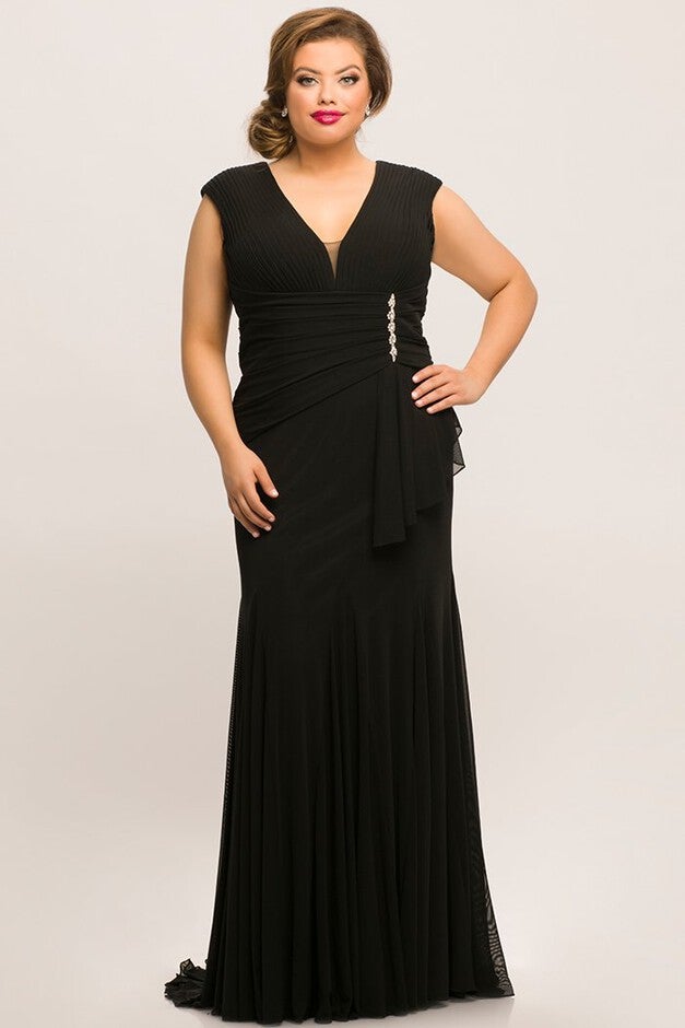 Shelby Evening Gown Fitted Plus Size Formal Dress, Black, hi-res image number 0