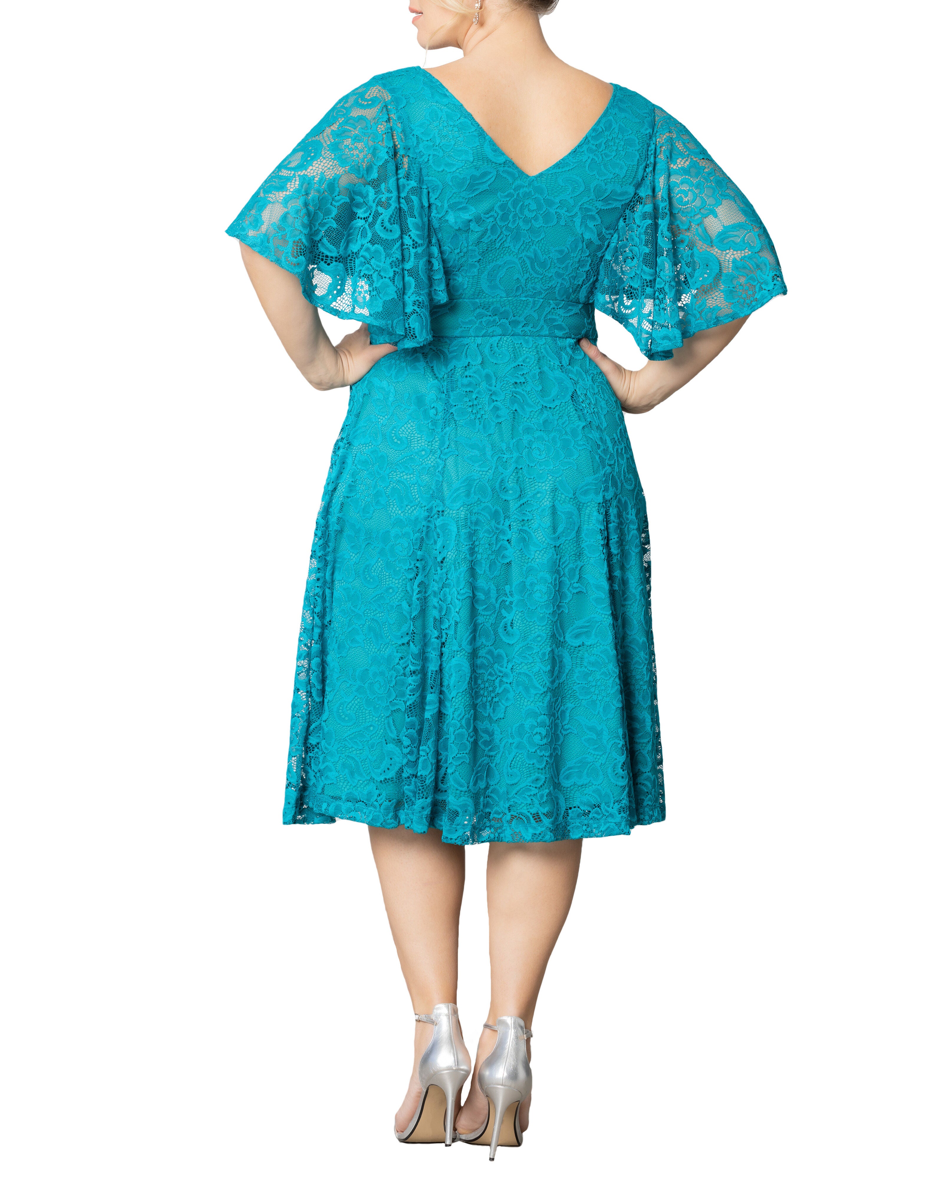 short lace summer dress Casual Powder Blue Short Summer Dress with Lace Panels Powder Blue / Large main image 1