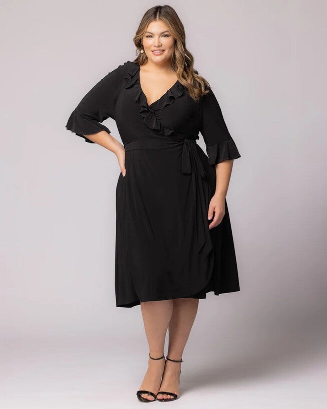 Barcelona Wrap Dress, Black Noir, alternate image number null