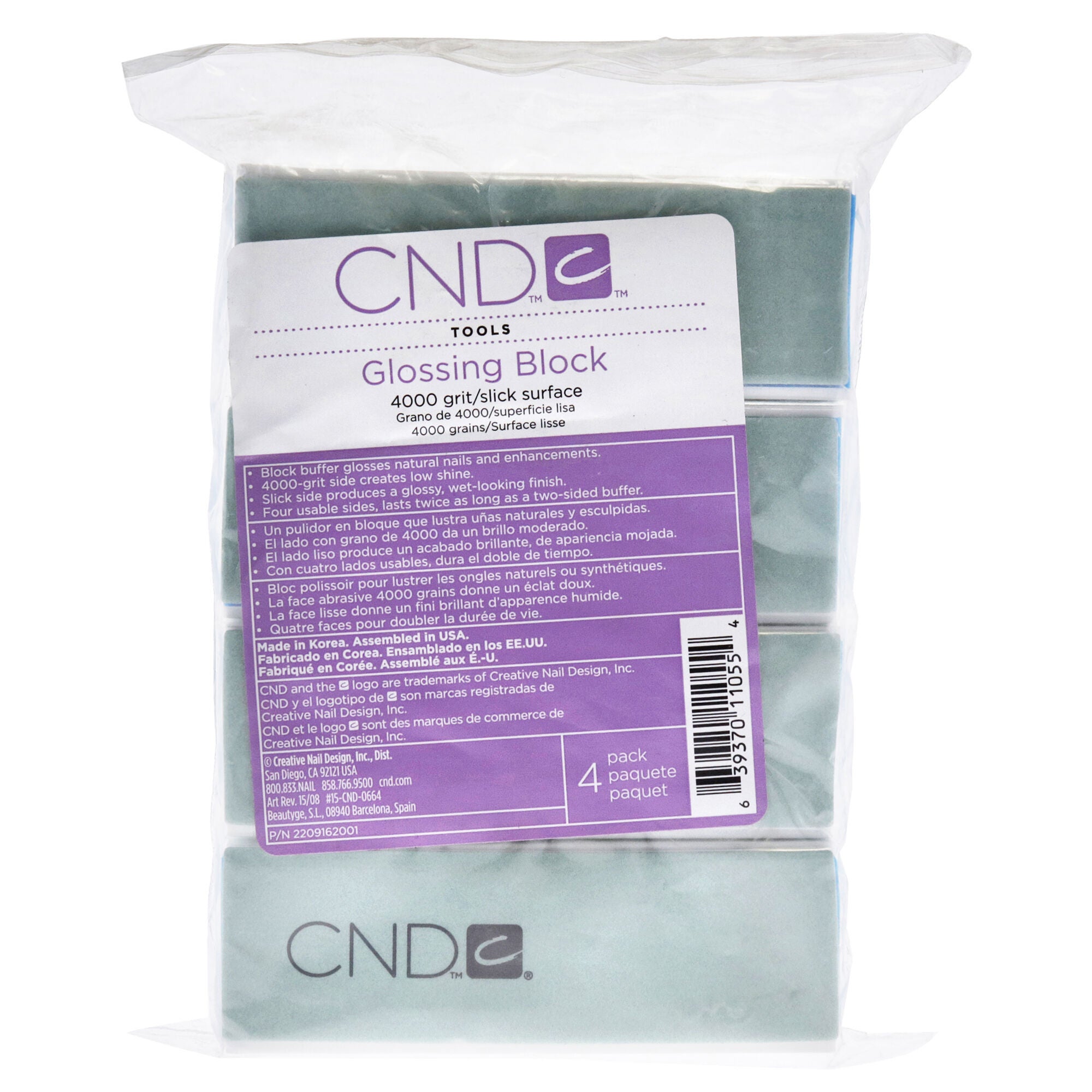 Glossing Buffer Block - 4000 Grit by CND for Women - 4 Pc Nail Buff Blocks, See Description, hi-res image number 0