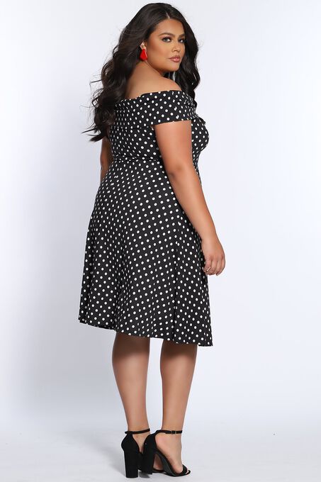 Vintage Vibes Polka Dot Short Plus Size Party Dress, , alternate image number null