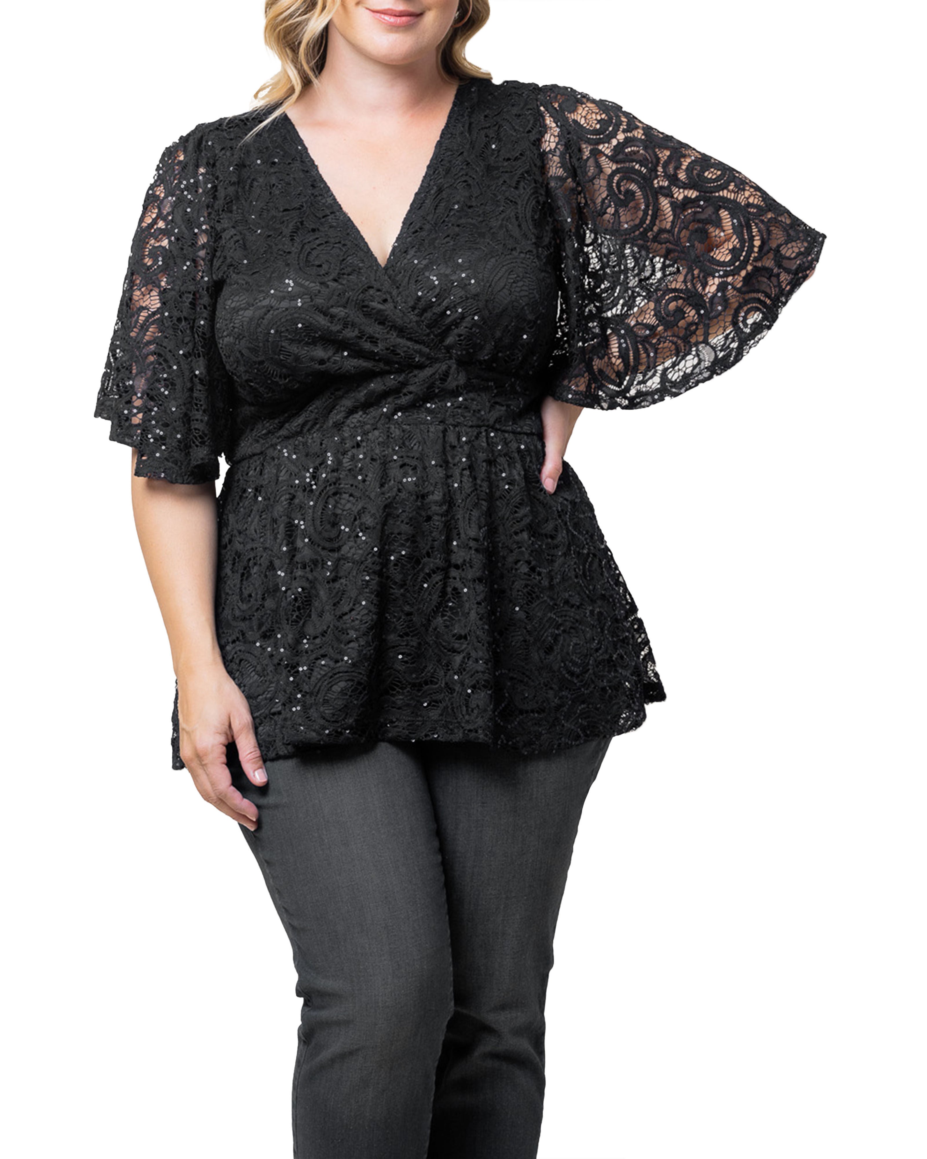 Stardust Sequin Lace Top, ONYX / Black, hi-res image number 0