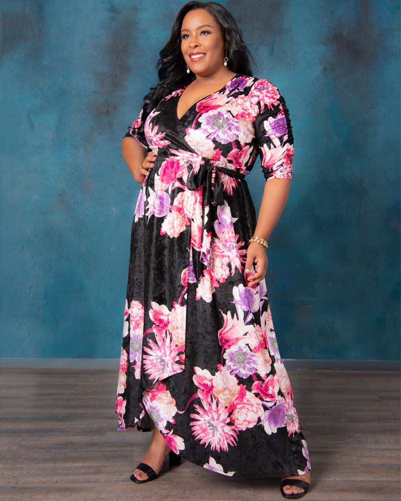 Cara Velvet Wrap Dress, , alternate image number 3