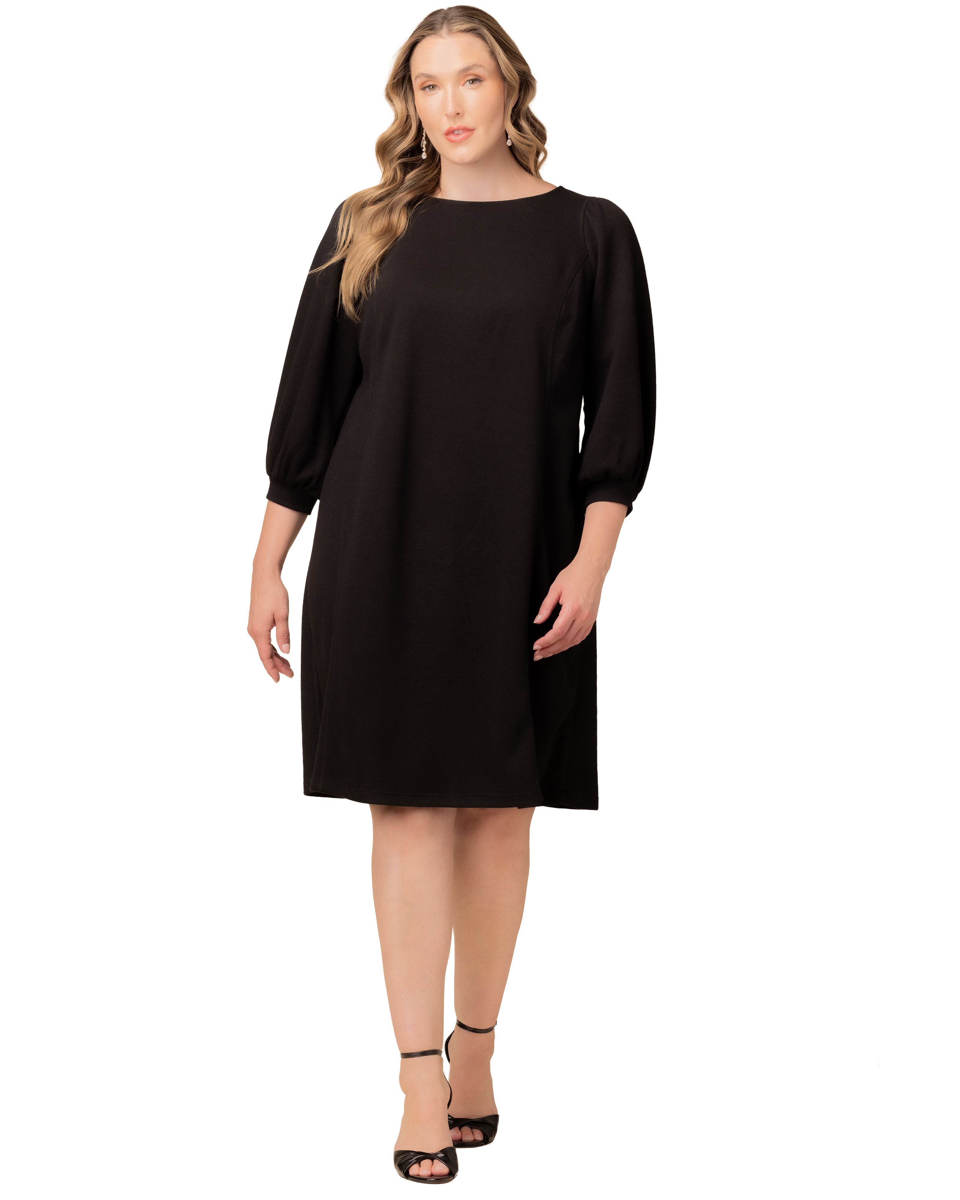 Madison Sweater Knit Shift Dress, BLACK NOIR / Black, hi-res image number 0