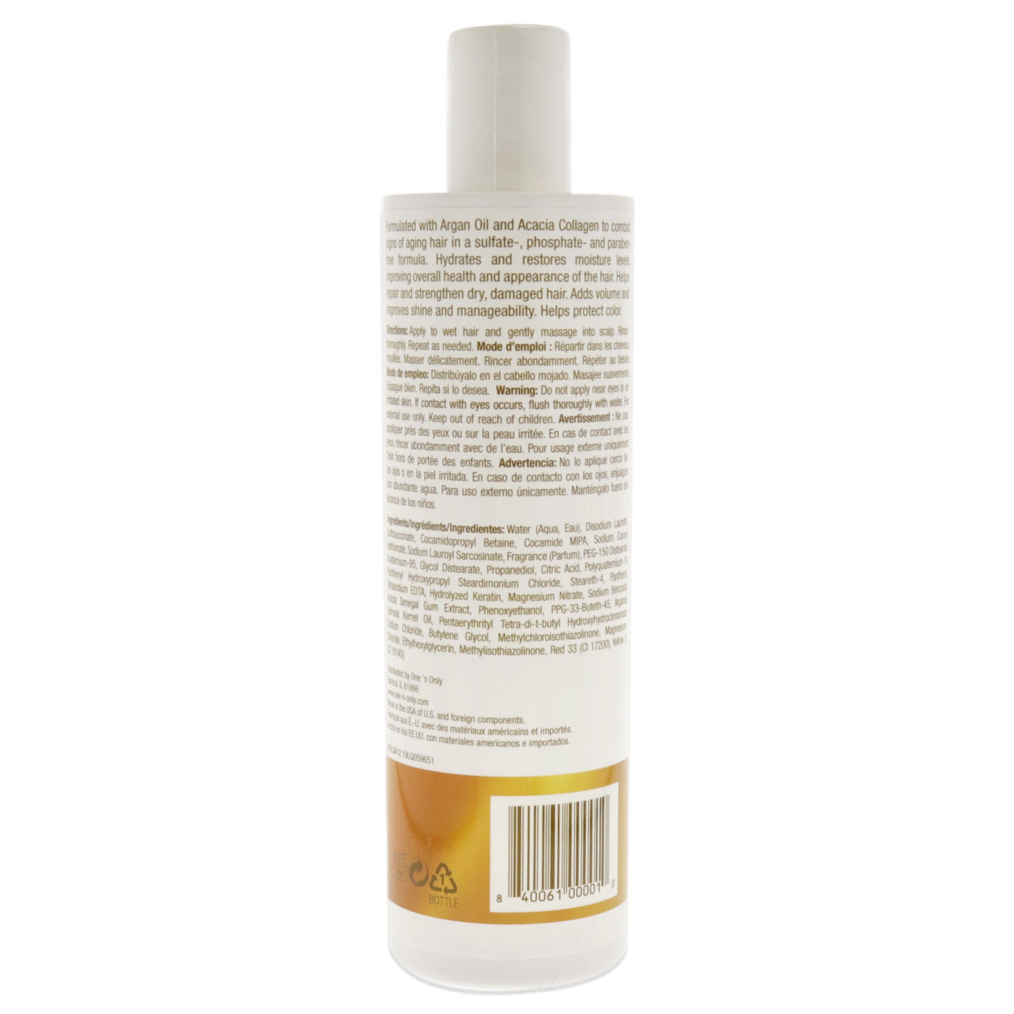 Argan Oil Moisture Repair Shampoo by One n Only for Unisex - 12 oz Shampoo, See Description, alternate image number 1
