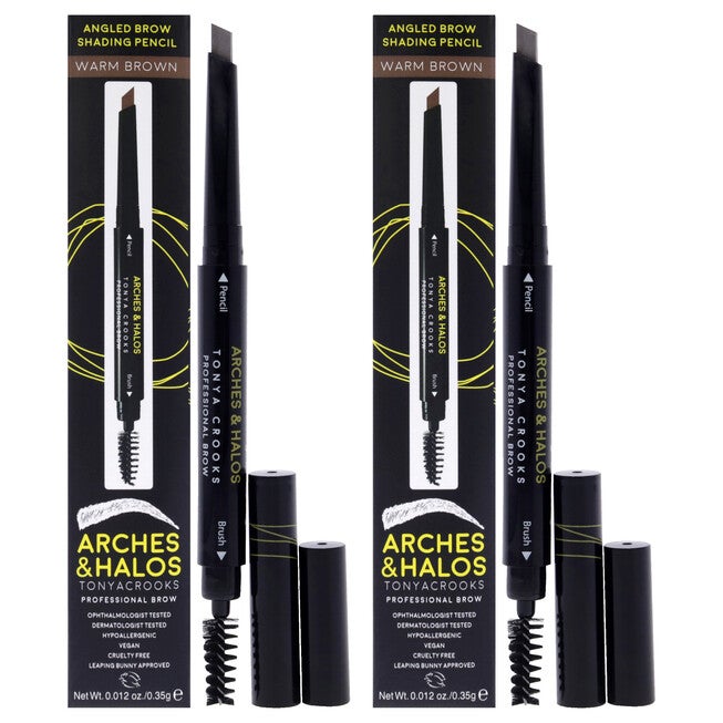 Angled Brow Shading Pencil - Warm Brown by Arches and Halos for Women - 0.012 oz Eyebrow Pencil - Pack of 2, NA, hi-res image number null