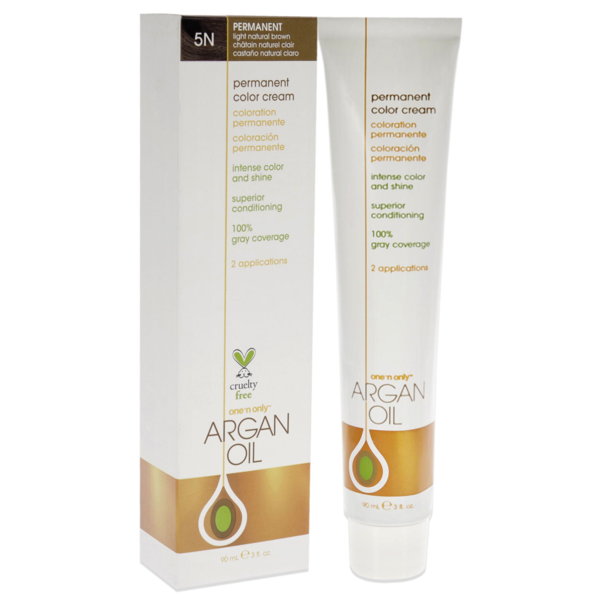 Argan Oil Permanent Color Cream - 5N Light Natural Brown by One n Only for Unisex - 3 oz Hair Color, See Description, alternate image number 1
