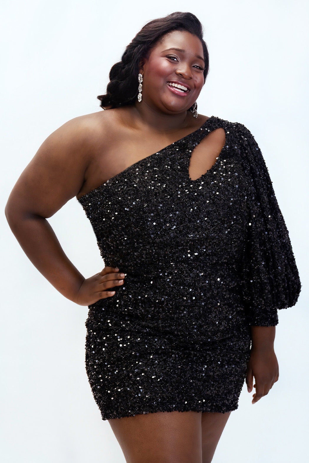 JUST A JEWEL PARTY DRESS, Onyx / Black, hi-res image number 0