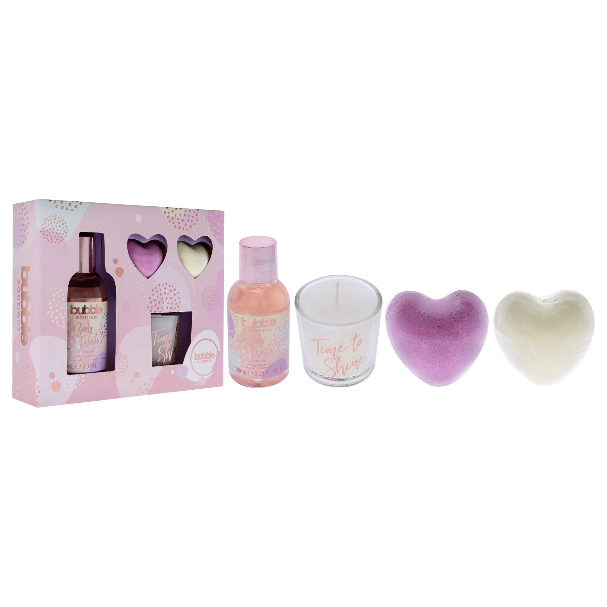 Bubble Boutique Relax and Bath - Eco Packaging by Style and Grace for Women - 4 Pc 3.38oz Body Wash, 2 x 0.71oz Bath Fizzer, 1.06oz Candle, See Description, alternate image number 2