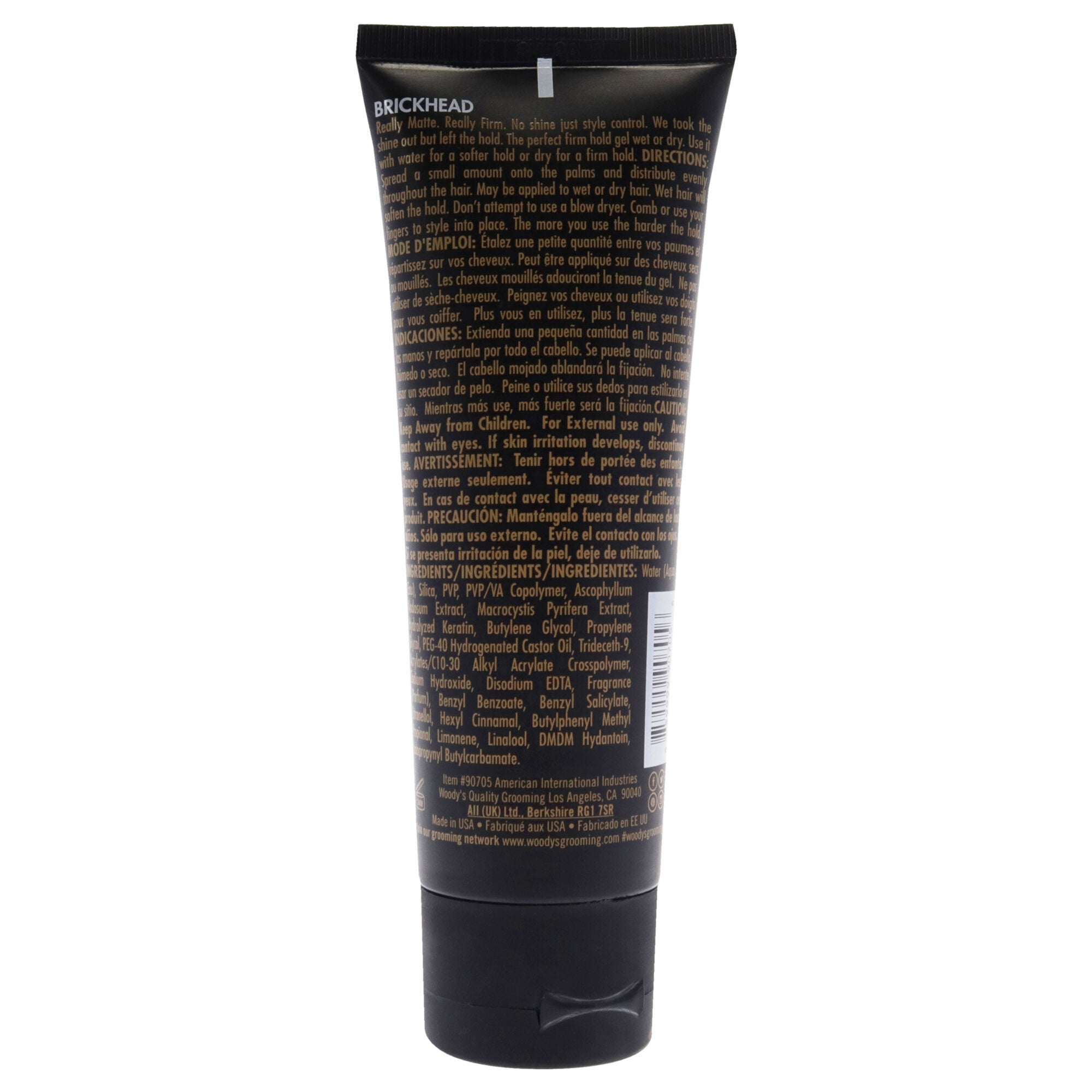 Brickhead Firm Hold Matte Styling Gel by Woodys for Men - 4 oz Gel, See Description, alternate image number 1