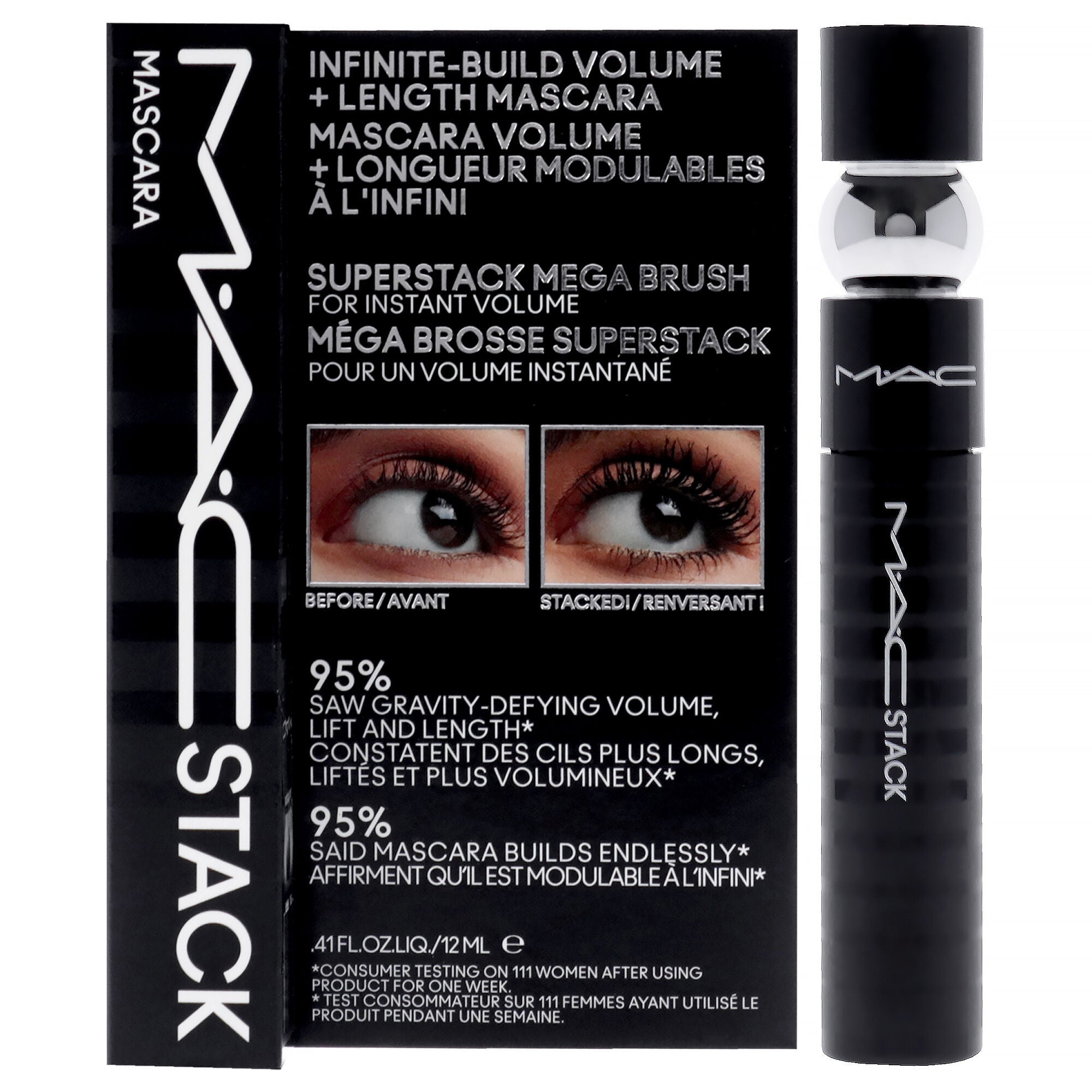 MAC Stack Superstack Mega Brush Mascara - Black by MAC for Women - 0.41 oz Mascara, See Description, hi-res image number 0