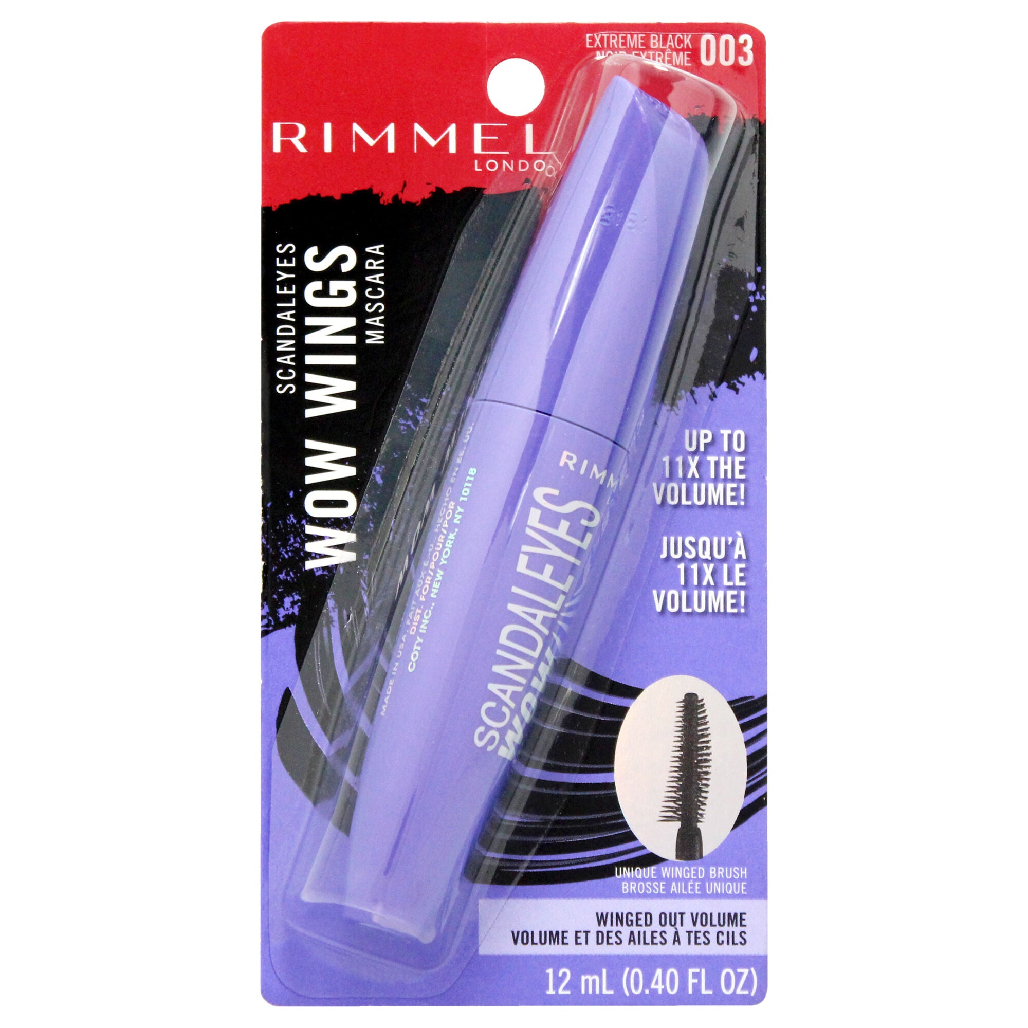 Scandaleyes Wow Wings Macara - 003 Extreme Black by Rimmel London for Women - 0.4 oz Mascara, See Description, hi-res image number 0