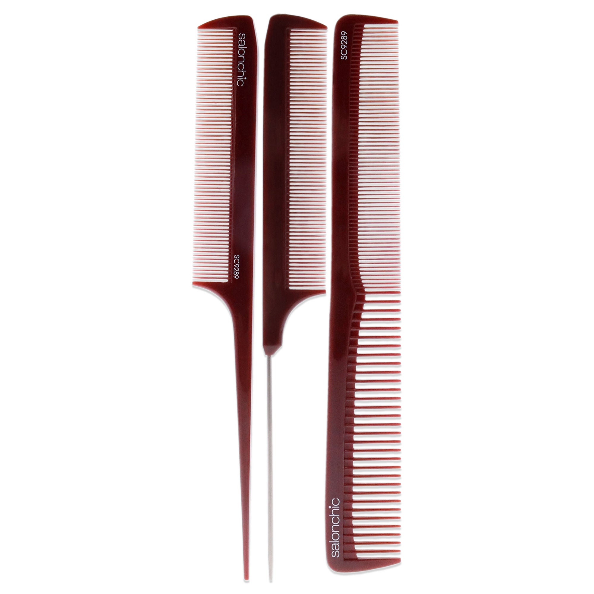 SalonChic Comb Set by SalonChic for Unisex - 3 Pc Comb, Red, alternate image number 2