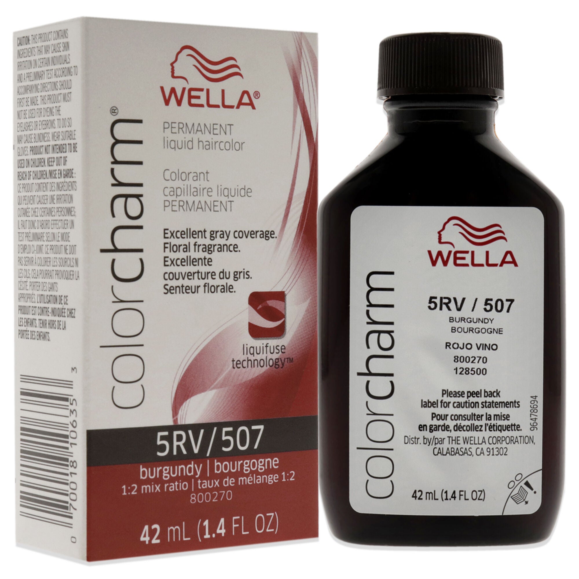 Color Charm Permanent Liquid Haircolor - 507 5RV Burgundy by Wella for Unisex - 1.4 oz Hair Color, , alternate image number 6