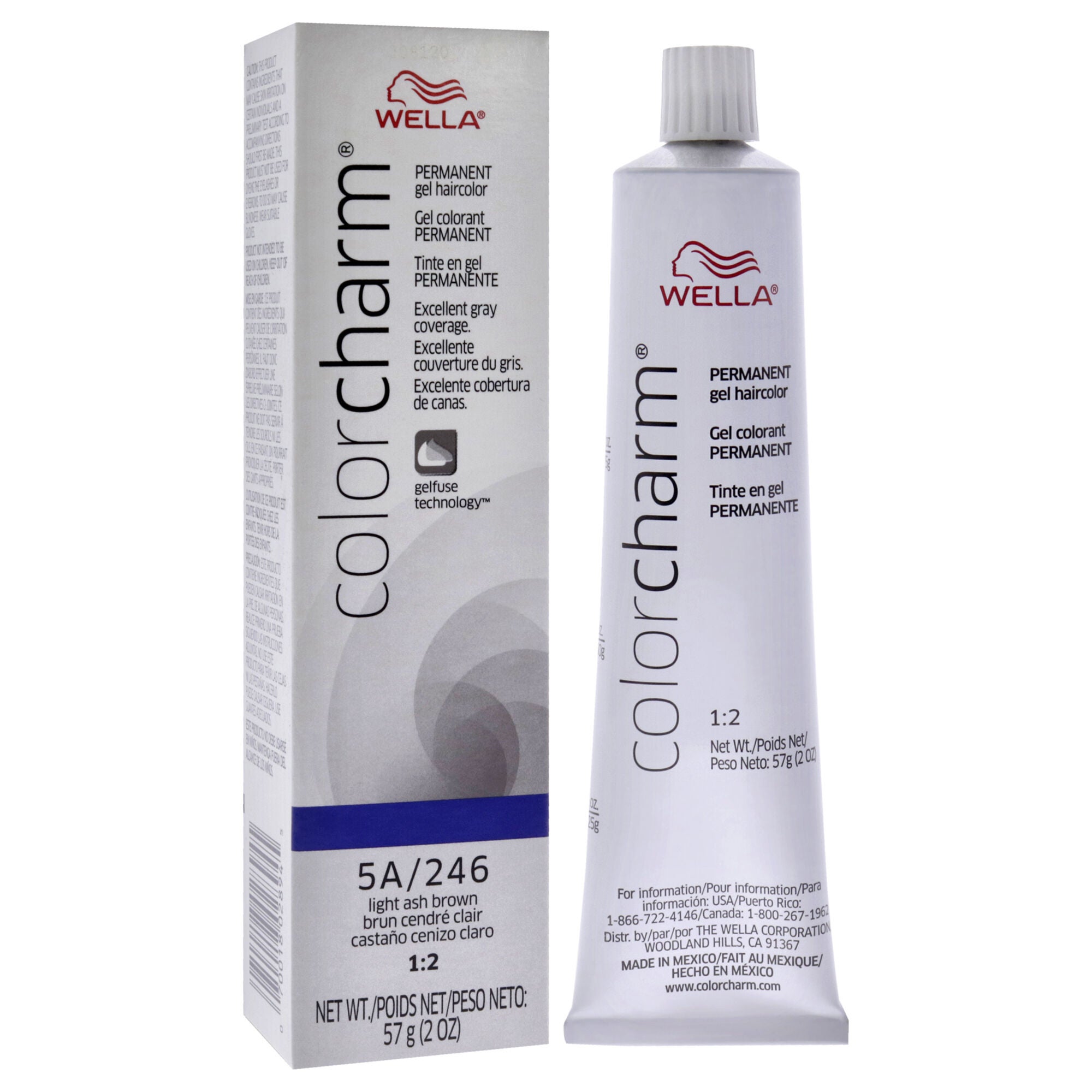 Color Charm Permanent Hair Color Gel - 246 Light Ash Brown by Wella for Unisex - 2 oz Hair Color, See Description, alternate image number 2