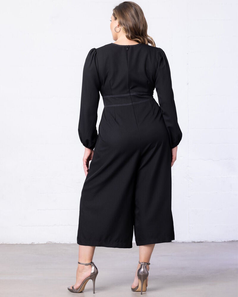 Tessa Cropped Wide-Leg Jumpsuit, Black, alternate image number 1