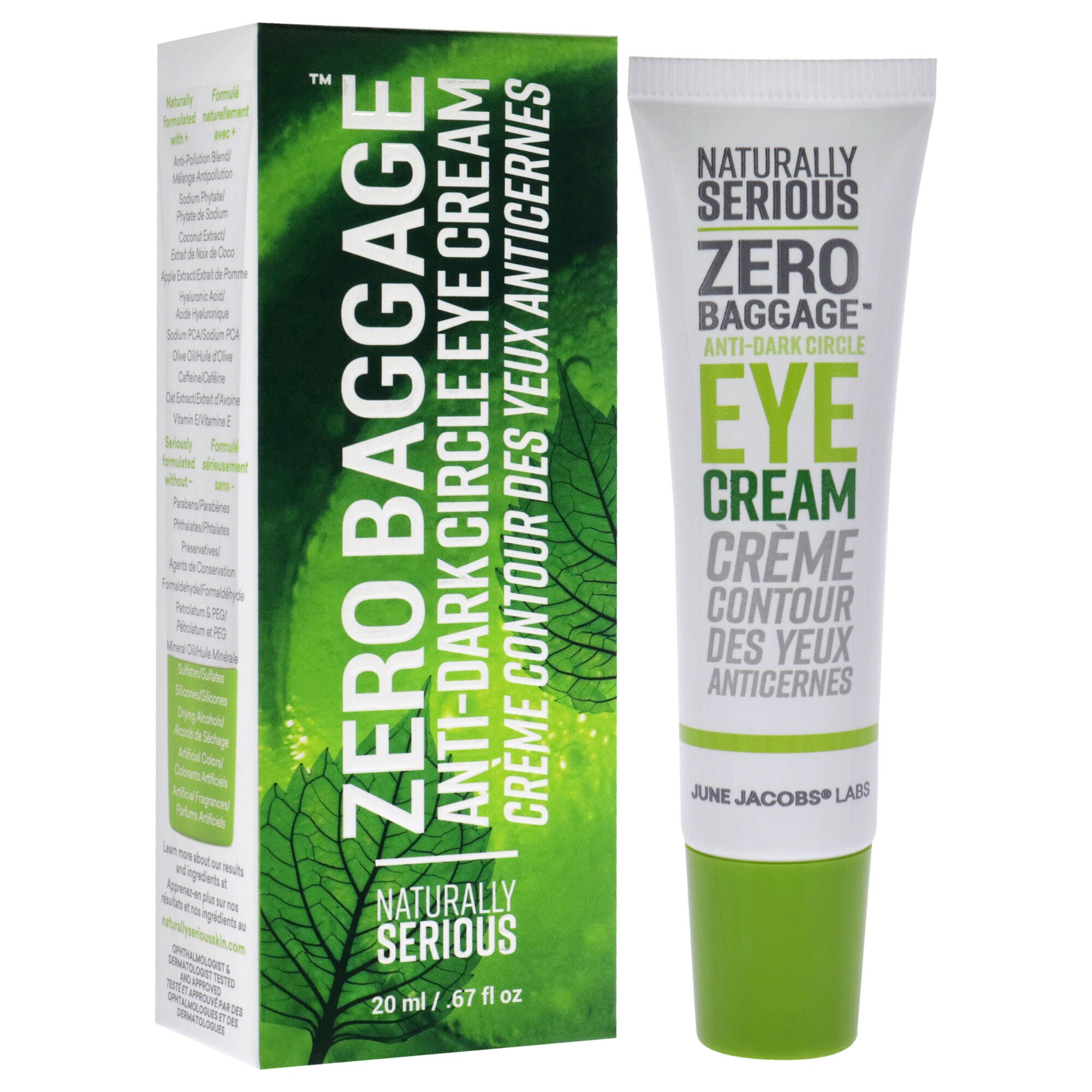 Zero Baggage Anti-Dark Circle Eye Cream by Naturally Serious for Unisex - 0.67 oz Eye Cream, See Description, alternate image number 1