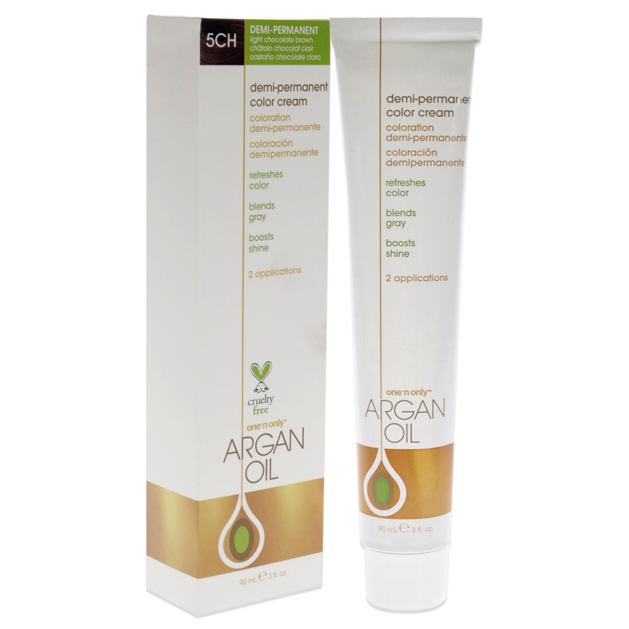 Argan Oil Demi-Permanent Color Cream - 5CH Light Chocolate Brown by One n Only for Unisex - 3 oz Hair Color, See Description, alternate image number 2