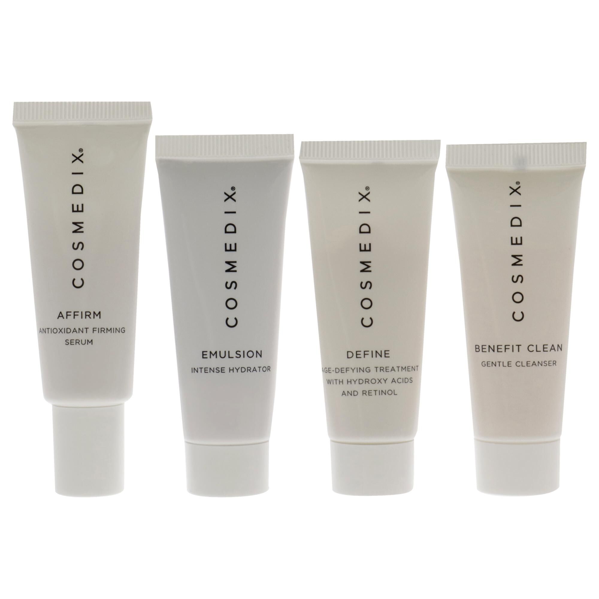 Normal Skin Essentials Kit by Cosmedix for Unisex - 4 Pc 0.5oz Benefit Clean, 0.5oz Affirm, 0.5oz Define, 0.5oz Emulsion, See Description, alternate image number 1